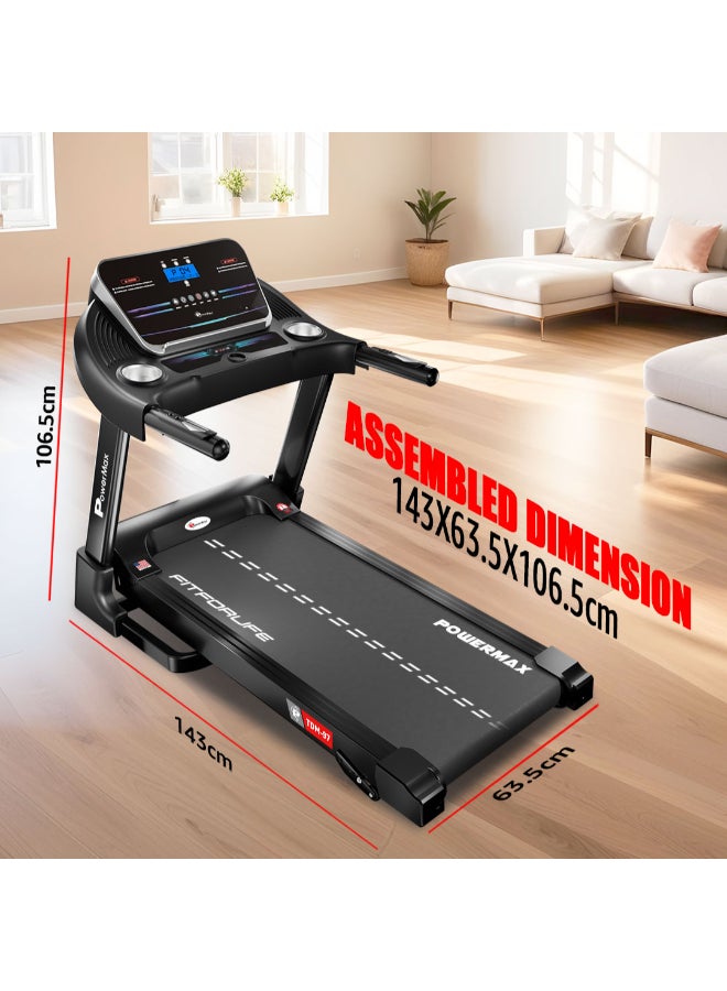Fitness Tdm-97 (4Hp Peak) Treadmill For Home, Cardio Training, With 12 Pre-Set Workout Programs & 3 Target Based Modes, Max User Weight 110Kg, Max Speed 12 Km/Hr image 7