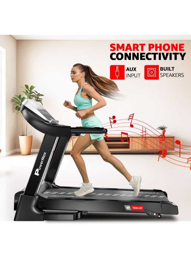 PowerMax Fitness Fitness Tdm-97 (4Hp Peak) Treadmill For Home, Cardio Training, With 12 Pre-Set Workout Programs & 3 Target Based Modes, Max User Weight 110Kg, Max Speed 12 Km/Hr - Image 2