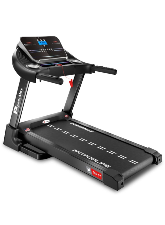 PowerMax Fitness Fitness Tdm-97 (4Hp Peak) Treadmill For Home, Cardio Training, With 12 Pre-Set Workout Programs & 3 Target Based Modes, Max User Weight 110Kg, Max Speed 12 Km/Hr - Image 1