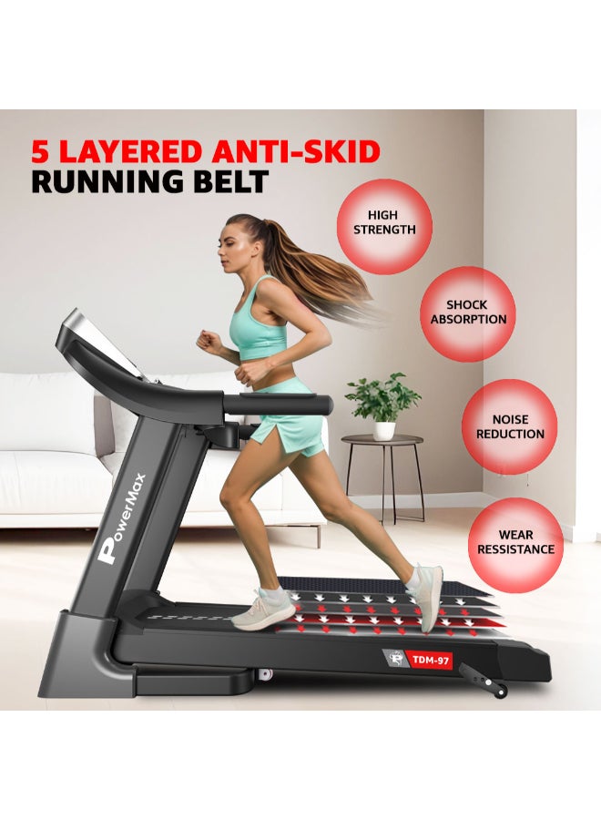 Fitness Tdm-97 (4Hp Peak) Treadmill For Home, Cardio Training, With 12 Pre-Set Workout Programs & 3 Target Based Modes, Max User Weight 110Kg, Max Speed 12 Km/Hr image 6