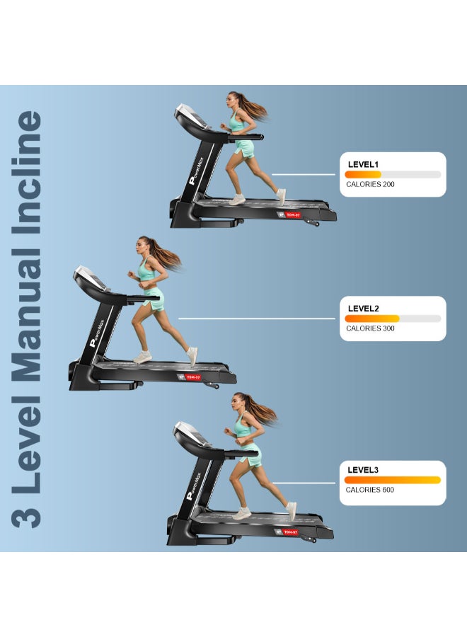 Fitness Tdm-97 (4Hp Peak) Treadmill For Home, Cardio Training, With 12 Pre-Set Workout Programs & 3 Target Based Modes, Max User Weight 110Kg, Max Speed 12 Km/Hr image 8