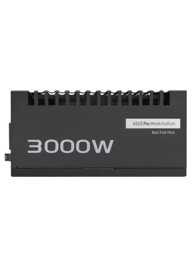 ASUS Pro WS 3000W Platinum Heavy-Duty Power Supply, 3000 Watts, 80 PLUS Platinum Certified, ATX 3.1 Compatible, PCIe 5.1 Ready (4× 16-Pin 12V-2×6, 4× 6+2-Pin), Supports up to 4×GPUs, Dual Ball-Bearing Fan, Extruded Aluminum Heatsinks, Gold-Plated Copper Connectors, Fully Modular Cables, High-Efficiency Japanese Capacitors | 90YE00Z0-B0EA00 - Image 2