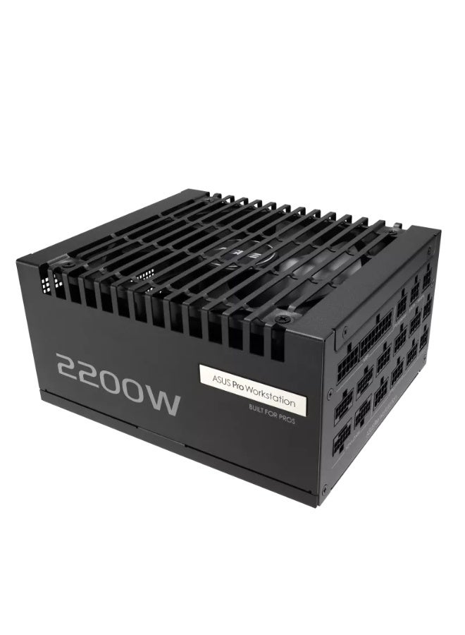 ASUS Pro WS 2200W Platinum Power Supply Unit, 80 PLUS Platinum Certified, ATX 3.1 & PCIe 5.1 Ready, 4× 12V-2x6 (16-Pin) PCIe Connectors, 100% Japanese Capacitors, Dual Ball Bearing Fan, Aluminum Heatsinks, Compact 175mm Design, Supports up to 4 GPUs | 90YE00Z1-B0NA00 - Image 1