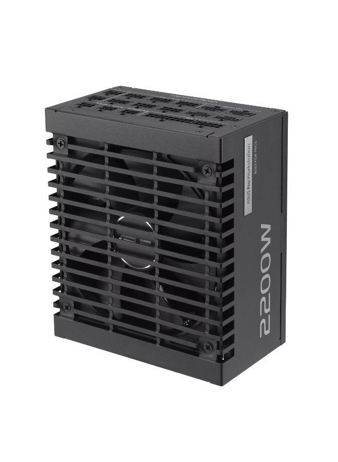 ASUS Pro WS 2200W Platinum Power Supply Unit, 80 PLUS Platinum Certified, ATX 3.1 & PCIe 5.1 Ready, 4× 12V-2x6 (16-Pin) PCIe Connectors, 100% Japanese Capacitors, Dual Ball Bearing Fan, Aluminum Heatsinks, Compact 175mm Design, Supports up to 4 GPUs | 90YE00Z1-B0NA00 - Image 5