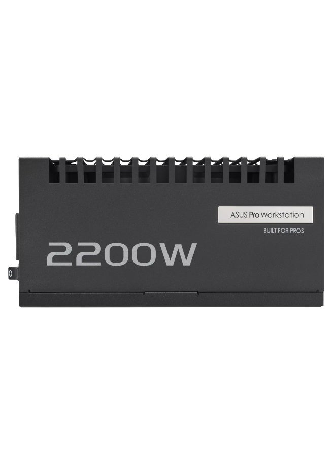 ASUS Pro WS 2200W Platinum Power Supply Unit, 80 PLUS Platinum Certified, ATX 3.1 & PCIe 5.1 Ready, 4× 12V-2x6 (16-Pin) PCIe Connectors, 100% Japanese Capacitors, Dual Ball Bearing Fan, Aluminum Heatsinks, Compact 175mm Design, Supports up to 4 GPUs | 90YE00Z1-B0NA00 - Image 2