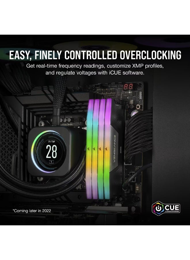 كورسير Corsair Vengeance RGB 64GB (2x32GB) DDR5 6400MHz CL42 Desktop Memory Kit – Intel XMP 3.0 Support, Dynamic 10-Zone RGB Lighting, Aluminum Heatspreader, 1.35V, High-Performance Overclocking RAM, Black | CMH64GX5M2B6400C42 - Image 4