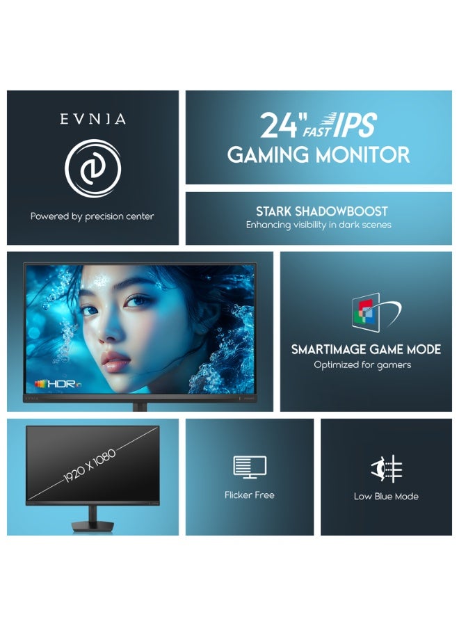 Philips 24 inch, 200 Hz, 0.3ms, Full HD, IPS Panel, Adaptive Sync, HDMI 1x2.0 and DP 1x1.4 Connectivity, HDR10, Low Blue Mode, Flicker Free, Philips Evnia Gaming Monitor, 24M2N3200FQ ‎Charcoal - Image 3