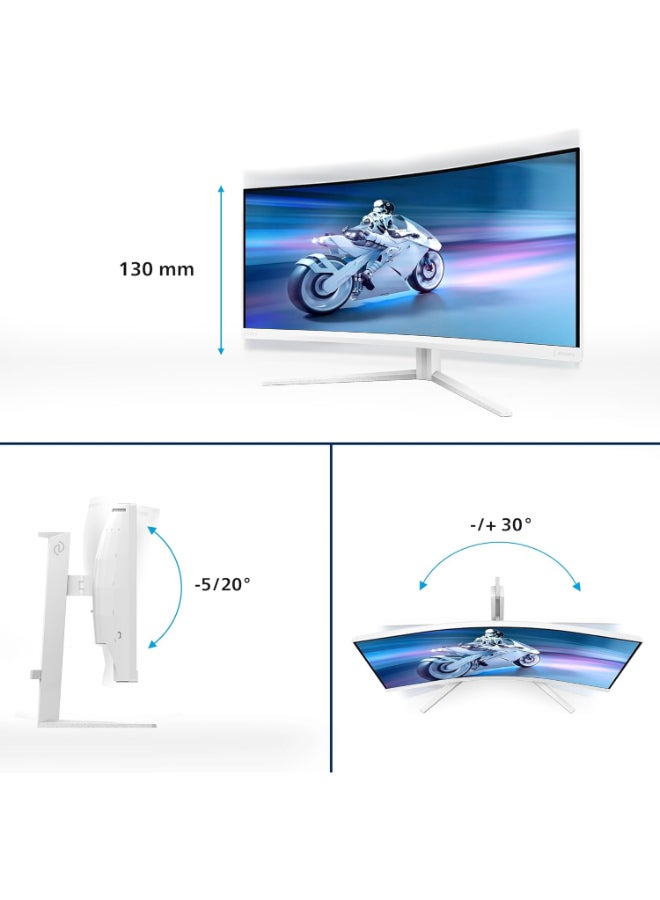 Philips Evnia 34M2C5501A - 34 inch WQHD Curved Gaming Monitor, 180 Hz, 1 ms, FreeSync Premium, Ambiglow (3440x1440, 2x HDMI 2.0, 1x DisplayPort 1.4, USB Hub) White - Image 5