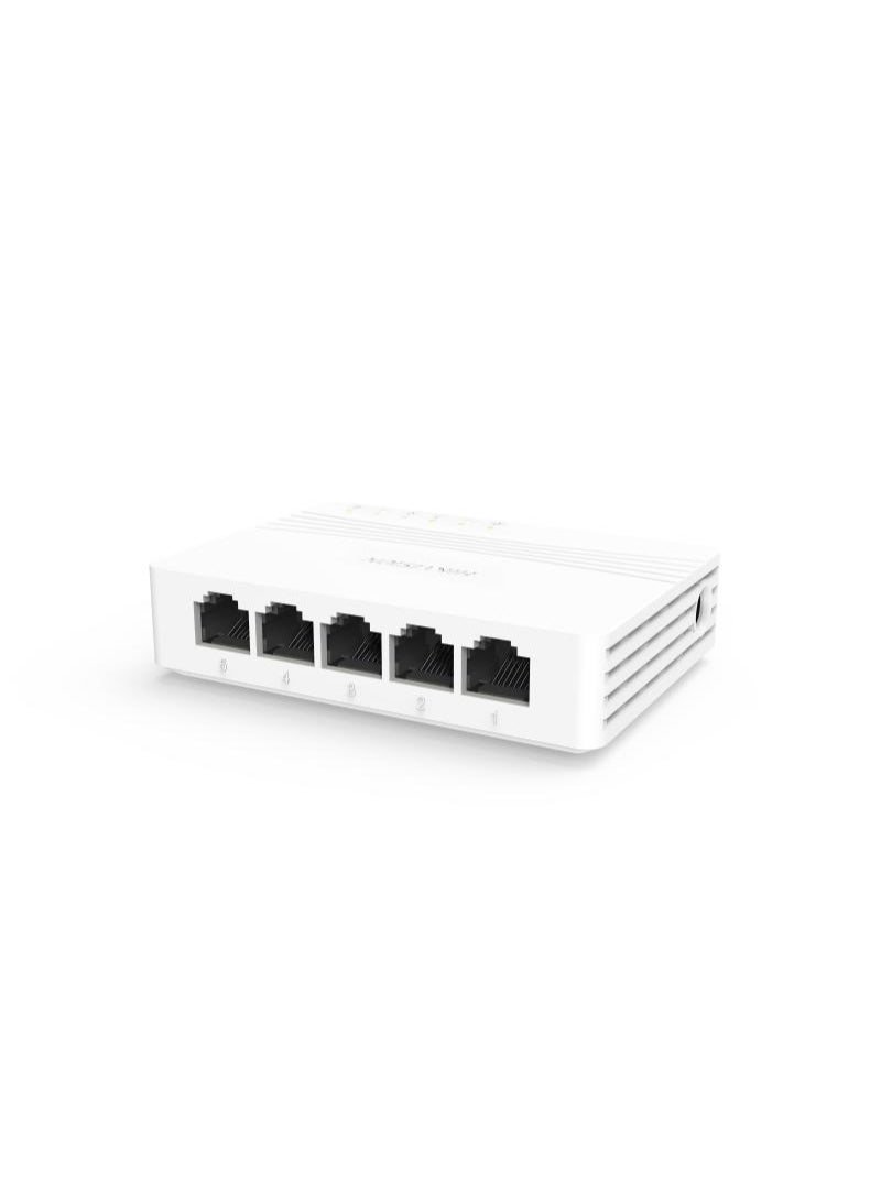HIKVISION DS-3E0505D-E 5-Port Gigabit Unmanaged Desktop Network Switch, 10/100/1000 Mbps, Plug & Play, Auto-MDI/MDIX, 10Gbps Switching Capacity, Store-and-Forward, Desktop/Wall Mountable, Energy-Efficient | DS-3E0505D-E white - Image 1