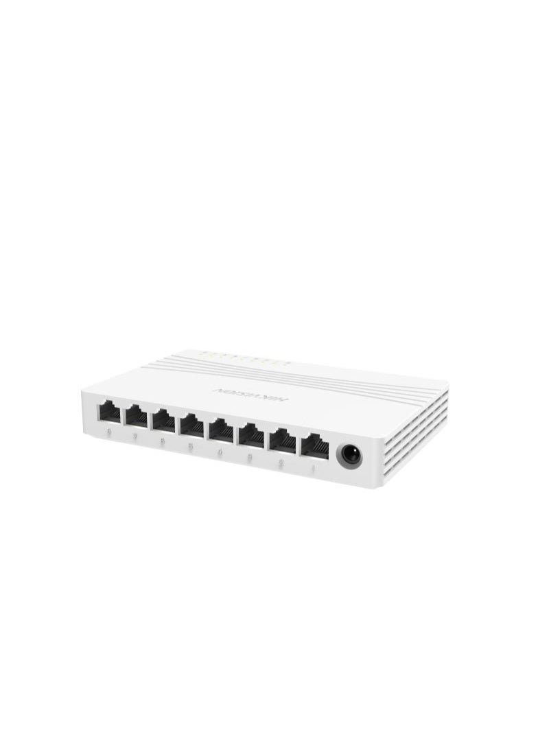 HIKVISION DS-3E0508D-E 8-Port Gigabit Unmanaged Desktop Switch, 16Gbps Switching Capacity, 4,000 MAC Address Table, 1.5MB Buffer, Auto MDI/MDIX, Plug & Play, Desktop & Wall-Mount, 9V DC Power | DS-3E0508D-E white - Image 1