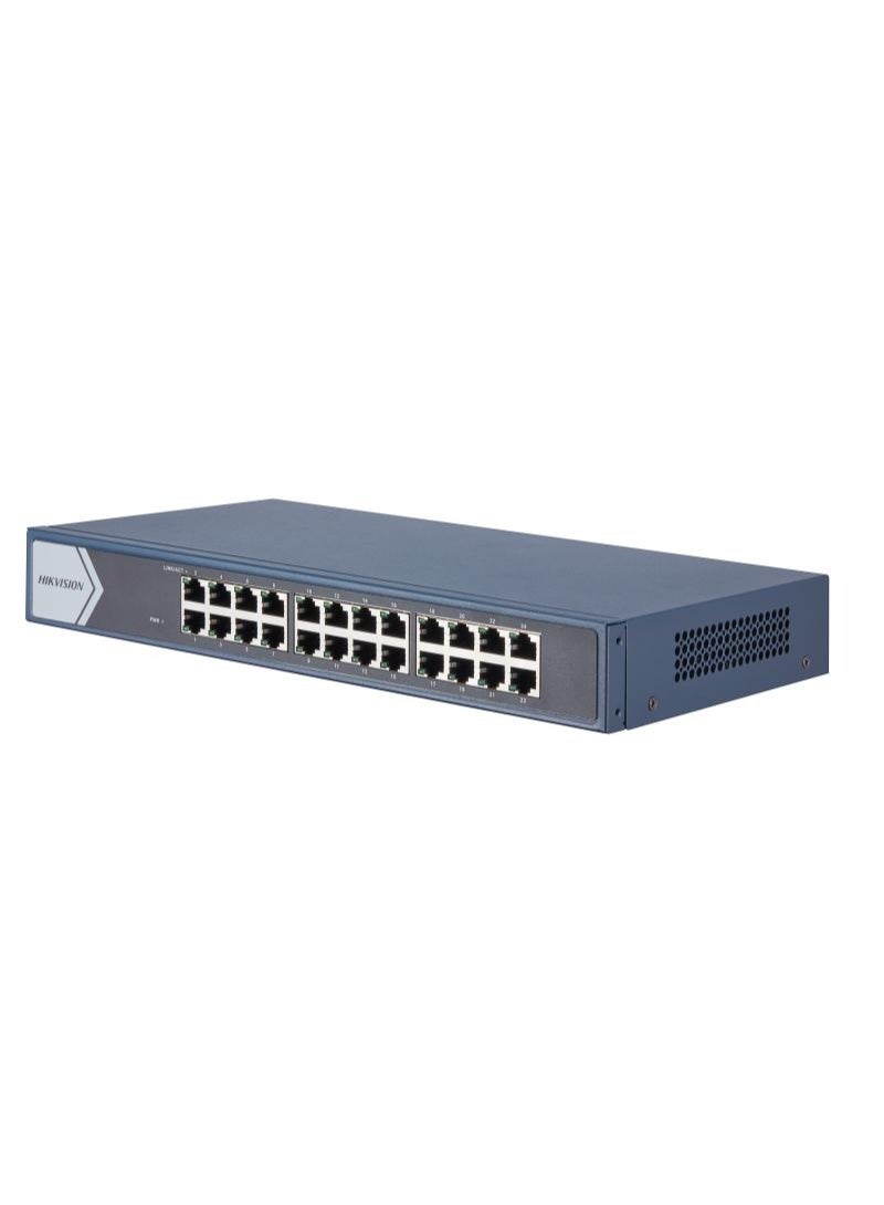 HIKVISION DS-3E0524-E(B) 24-Port Gigabit Unmanaged Ethernet Switch, 48Gbps Switching Capacity, 35.72Mpps Forwarding Rate, 8K MAC Table, Metal Housing, Fan-Free, Plug-and-Play, IEEE 802.3/802.3u/802.3x Compliant | DS-3E0524-E(B) grey - Image 1
