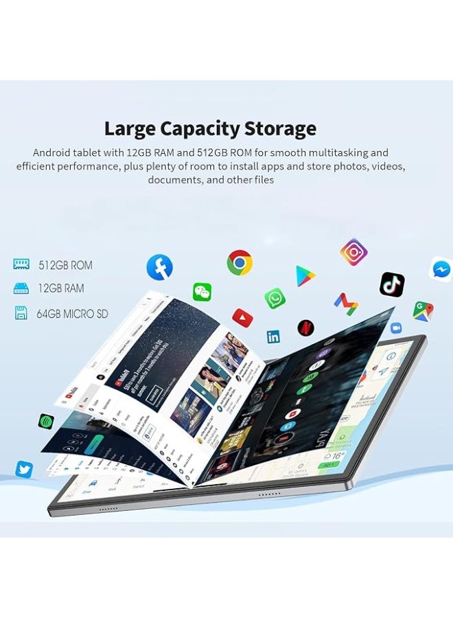 ATOUCH A-Tab7 10.1-inch Android Tablet with Keyboard – 12GB RAM 512GB ROM 5G WiFi Dual SIM Bluetooth Stylus & Accessories (Gold) - Image 2