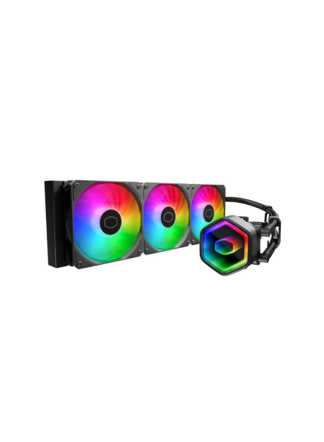 COOLER MASTER MasterLiquid 360 Core II ARGB AIO Liquid CPU Cooler, 360mm Radiator with 3Ã MF120 ARGB Fans, G9R Dual-Chamber Pump with Infinity Mirror ARGB, 400mm Sleeved Tubing with Tube Clips, Intel LGA1851/1700/1200/115x & AMD AM5/AM4, Includes CryoFuze Thermal Paste - Image 1