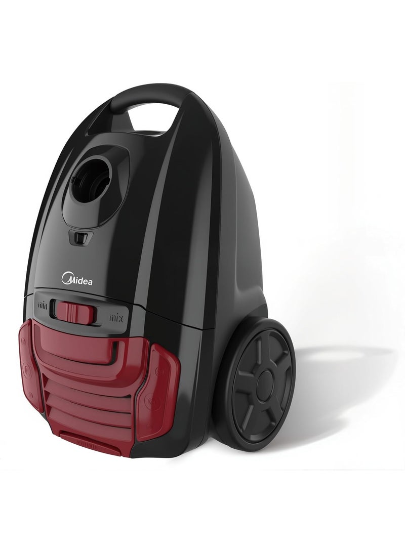 مديا Midea Vacuum Cleaner , Silence system​, Large dust capacity​, Dust full indicator​, Variable power control​, Outlet HEPA filter​, 3 Liters, Black and Red - 16A 3 L 1 W 16A Black and Red