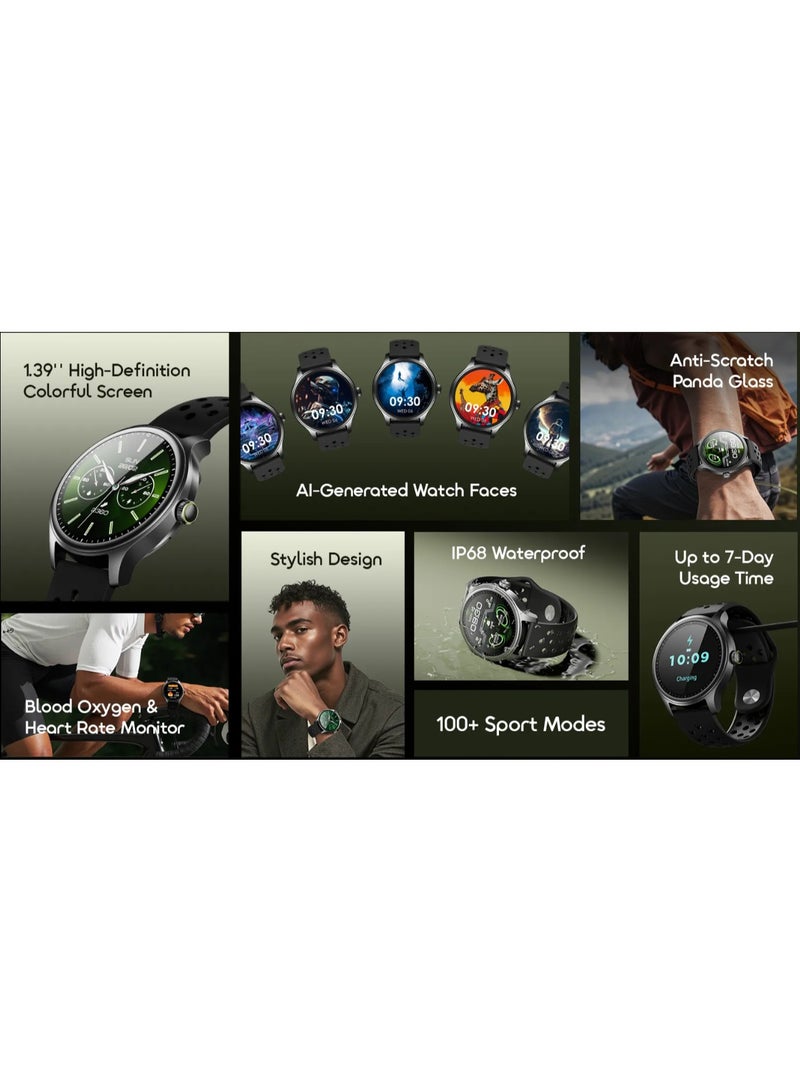 Oraimo Watch 6R Smartwatch – 1.39" HD Display, Bluetooth Calls, IP68 Waterproof Black - Image 3