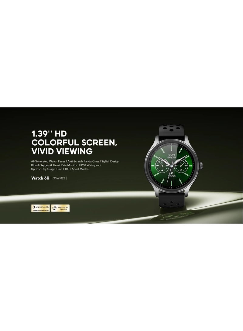 Oraimo Watch 6R Smartwatch – 1.39" HD Display, Bluetooth Calls, IP68 Waterproof Black - Image 2