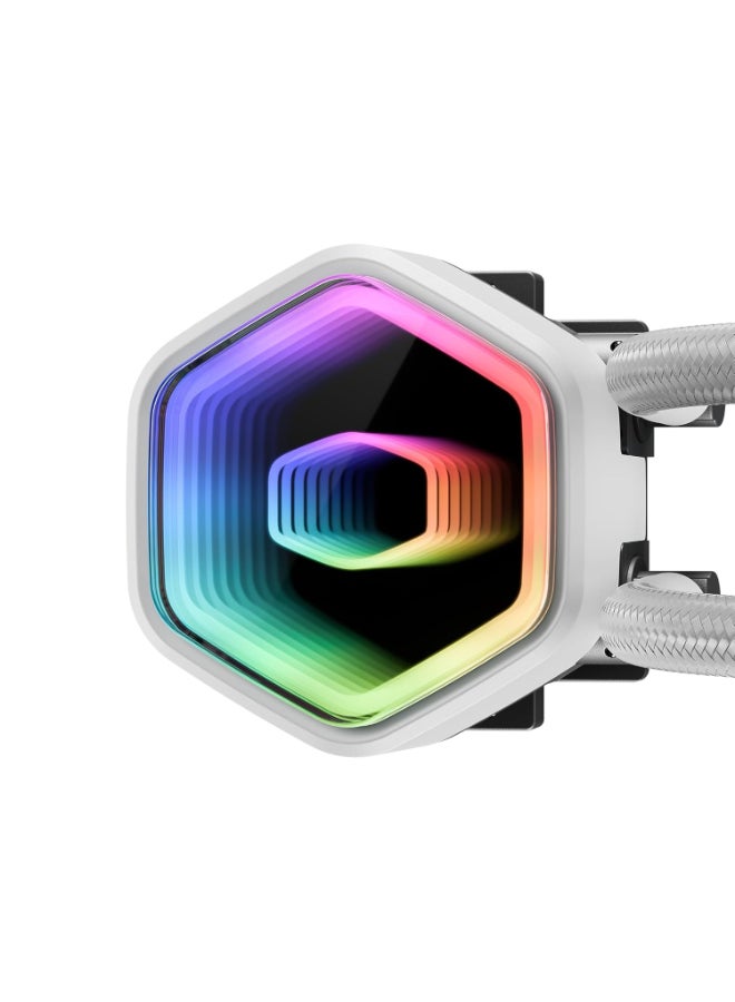 COOLER MASTER MasterLiquid 360 Core II ARGB AIO, 360 mm Radiator, Dual-Chamber G9R Pump, 3Ã MF120 ARGB Fans, 400 mm Tubing, Intel LGA1851/1700 & AMD AM5/AM4 Compatible, White | MLW-D36M-A18PA-RW - Image 5