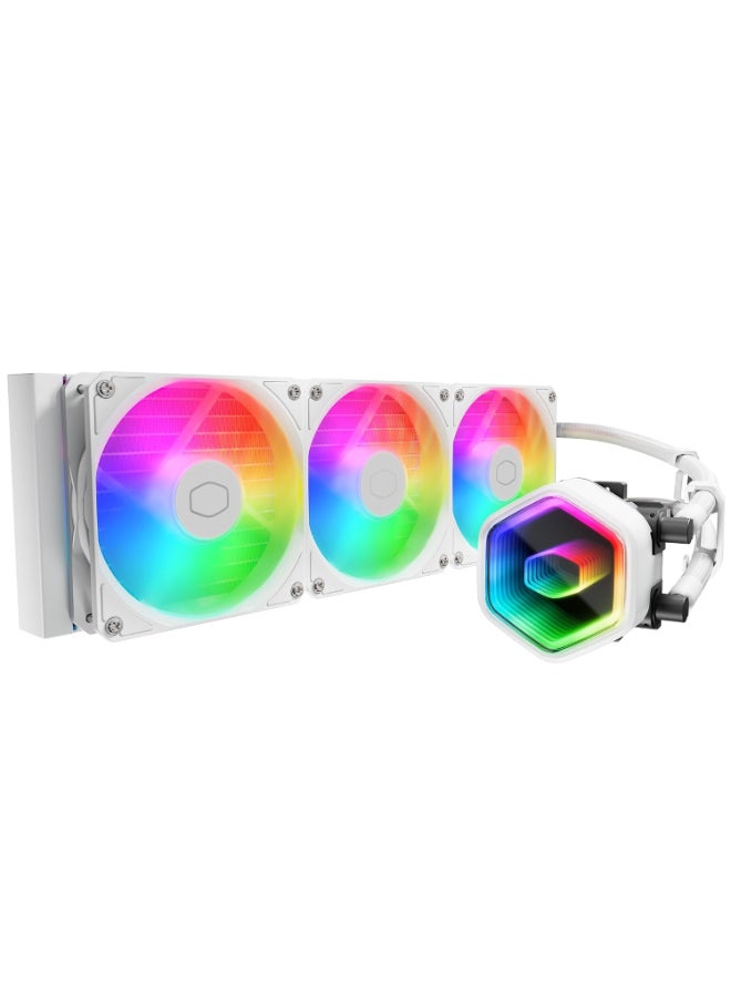 COOLER MASTER MasterLiquid 360 Core II ARGB AIO, 360 mm Radiator, Dual-Chamber G9R Pump, 3Ã MF120 ARGB Fans, 400 mm Tubing, Intel LGA1851/1700 & AMD AM5/AM4 Compatible, White | MLW-D36M-A18PA-RW - Image 2