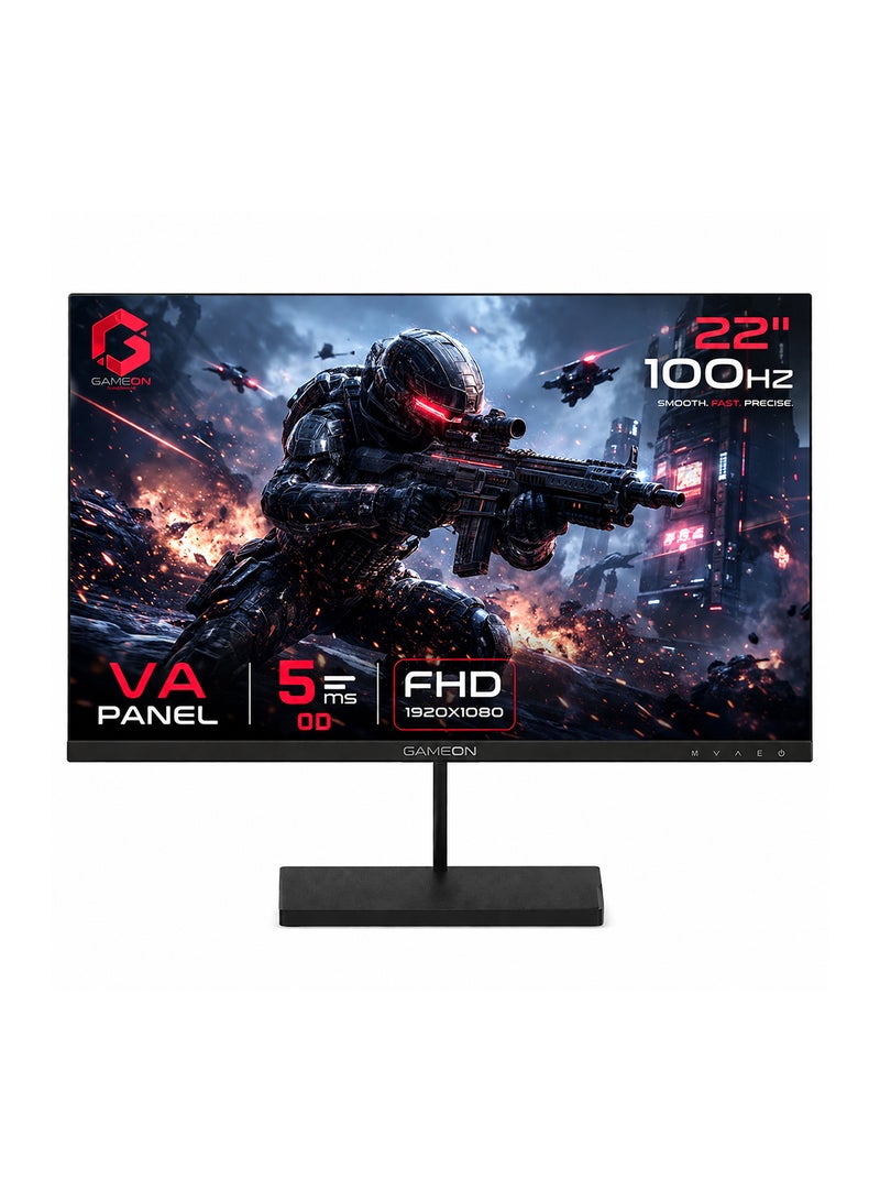 GAMEON 22 inch B Series FHD Monitor, 1920x1080, 100Hz, 5ms, HDMI 1.4, Adaptive-Sync, Built-in Speakers, GB22F100 Black - Image 1
