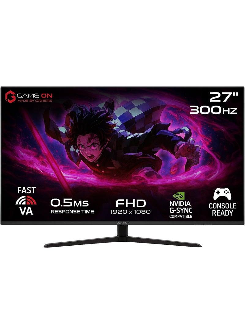 GAMEON 27 inch Curved FHD 300Hz Gaming Monitor | Fast VA Panel | 1ms MPRT | 4000:1 Contrast | R1500 Curvature | ELED Backlight | HDMI & DisplayPort | Ultra-Smooth Esports Display, GOC27F300 Black - Image 1