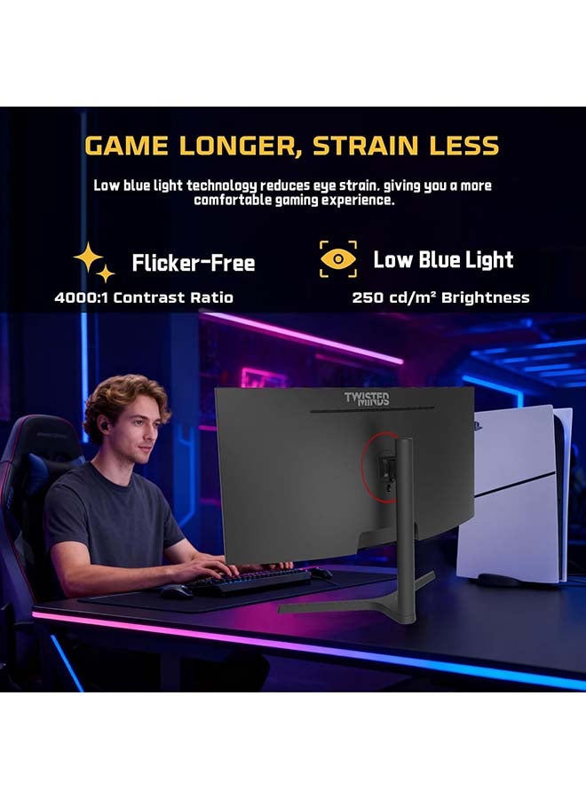 TWISTED MINDS 34 inch Ultra-Wide Curved Gaming Monitor – WQHD 3440×1440, 180 Hz, 1 ms (OD), HDR10, 1500R Curvature, FreeSync & G-Sync Compatible, Dual HDMI 2.1, DisplayPort, Speakers, TM34CWQHDVA black - Image 3