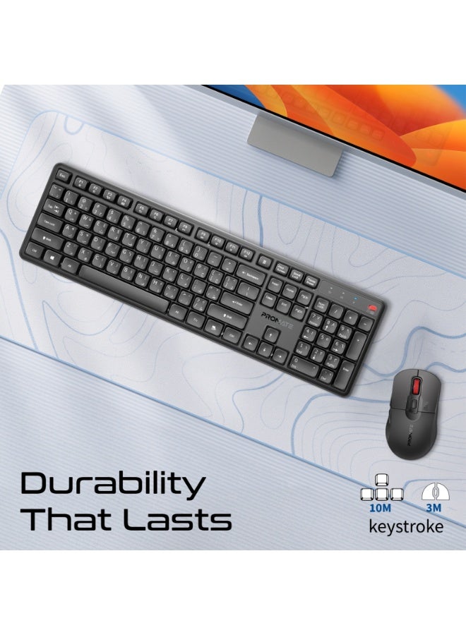 بروميت Wireless Silent Keyboard & Mouse Combo, Ergonomic Design, Ultra Quiet Keys <22dB, 5000DPI Adjustable Mouse, Plug & Play, 2.4GHz, 10M Range, Windows/macOS/Android - ProCombo-15 | Black - Image 5