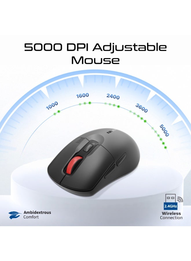 بروميت Wireless Silent Keyboard & Mouse Combo, Ergonomic Design, Ultra Quiet Keys <22dB, 5000DPI Adjustable Mouse, Plug & Play, 2.4GHz, 10M Range, Windows/macOS/Android - ProCombo-15 | Black - Image 4