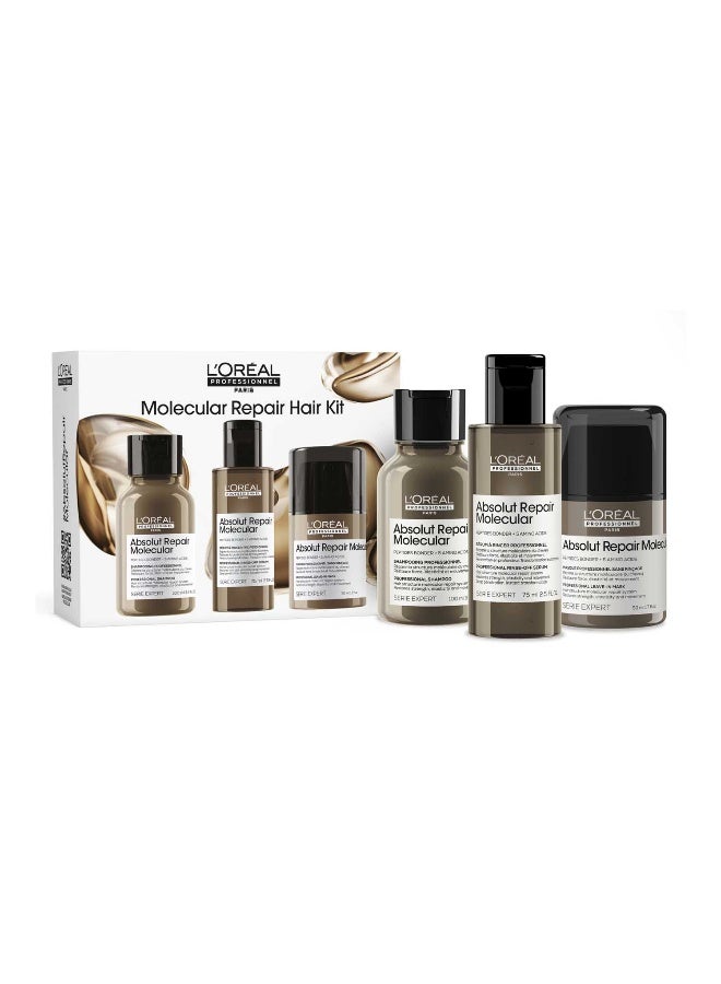 L'Oréal Professionnel Serie Expert Absolute Repair Molecule Mini Duo Kit​ : Shampoo + Serum+ Mask 100+75+50ml - Image 1
