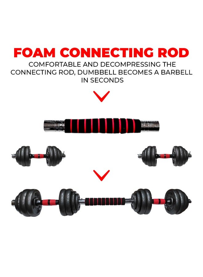 Powermax Fitness Adjustable Dumbbell Set - Coated Iron Dumbbell And Anti-Slip Rod Set For Home Workout With Carry Case (Black ) 36cm - Image 5
