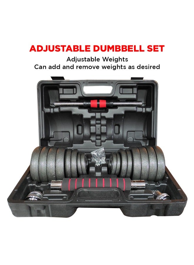 Powermax Fitness Adjustable Dumbbell Set - Coated Iron Dumbbell And Anti-Slip Rod Set For Home Workout With Carry Case (Black ) 36cm - Image 4