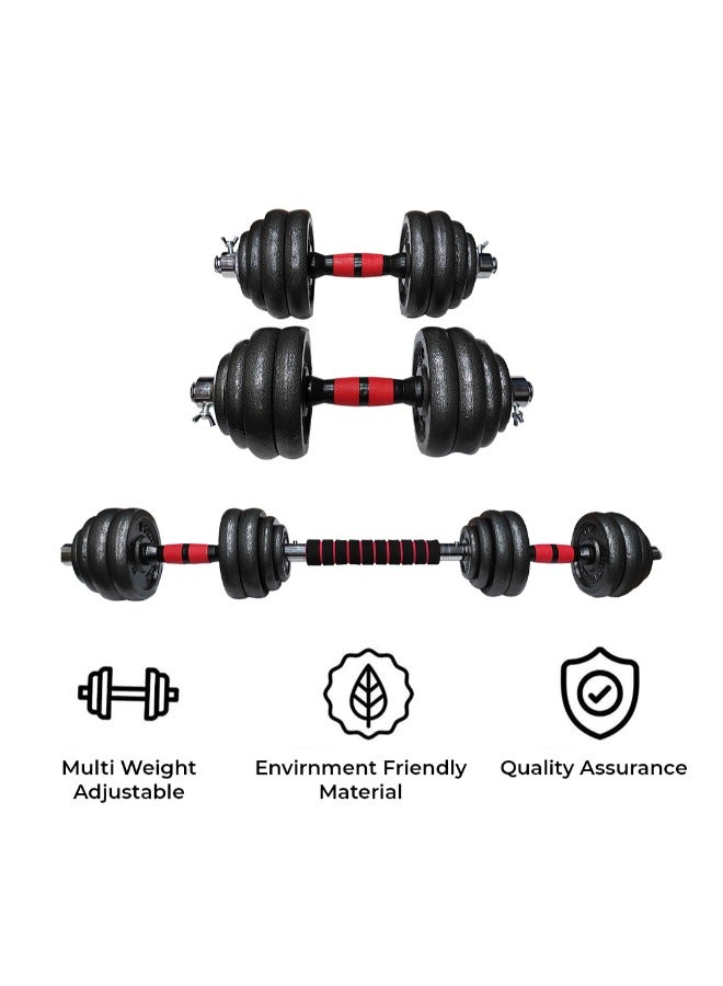 Powermax Fitness Adjustable Dumbbell Set - Coated Iron Dumbbell And Anti-Slip Rod Set For Home Workout With Carry Case (Black ) 36cm - Image 3