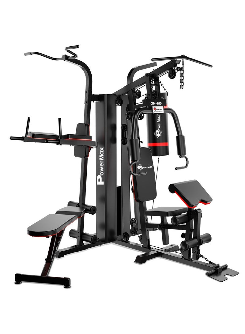 باورماكس فيتنيس جهاز باورماكس فيتنس GH-450 متعدد الوظائف لصالة الألعاب الرياضية المنزلية مع حقيبة ملاكمة | الحد الأقصى لوزن المستخدم: 220 كجم | 75 كجم وزن كومة | معدات متعددة الاستخدامات في جهاز واحد | تمارين متعددة الوظائف - Image 1