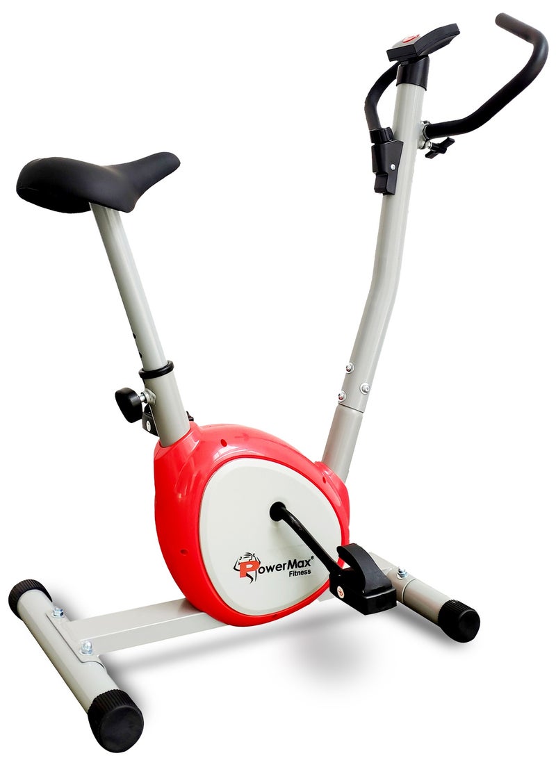 Powermax Fitness Bu-200-Al156 Premiun Upright Exercise Bike For Home Use,Hdr Foam Grip,Comfortable Cusion Seat,Adjustable Height,Exercise Cycle Max User Wt.100Kg |1 Pc Crank NANone - Image 1