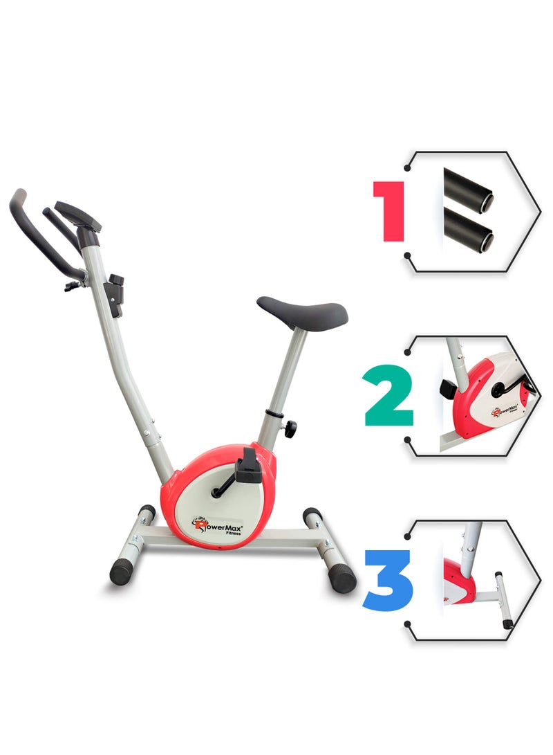 Powermax Fitness Bu-200-Al156 Premiun Upright Exercise Bike For Home Use,Hdr Foam Grip,Comfortable Cusion Seat,Adjustable Height,Exercise Cycle Max User Wt.100Kg |1 Pc Crank NANone - Image 5