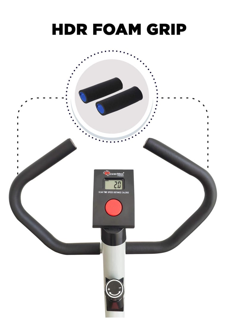 Powermax Fitness Bu-200-Al156 Premiun Upright Exercise Bike For Home Use,Hdr Foam Grip,Comfortable Cusion Seat,Adjustable Height,Exercise Cycle Max User Wt.100Kg |1 Pc Crank NANone - Image 4