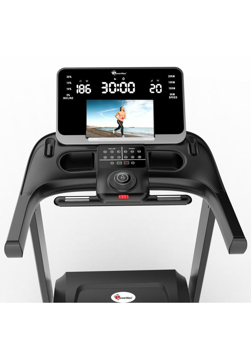 PowerMax Fitness TAC-450 (6HP) Motorized Auto Incline Treadmill for Home Gym Cardio Machine, Max User 160kg, Top Speed-22kmph, Running deck 1450x545mm, Preset Programs, Speaker, Bluetooth, LED Display - Image 2