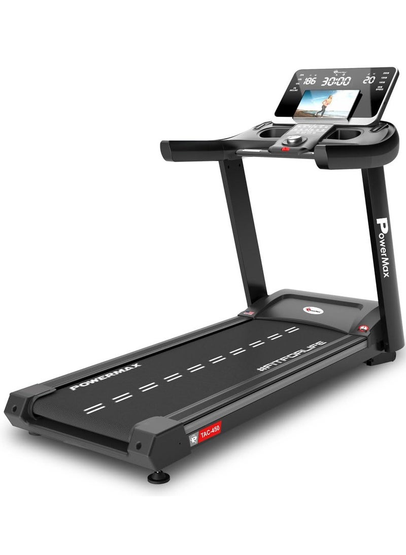 PowerMax Fitness TAC-450 (6HP) Motorized Auto Incline Treadmill for Home Gym Cardio Machine, Max User 160kg, Top Speed-22kmph, Running deck 1450x545mm, Preset Programs, Speaker, Bluetooth, LED Display - Image 4