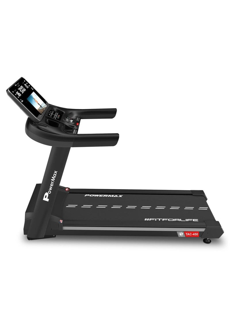 PowerMax Fitness TAC-450 (6HP) Motorized Auto Incline Treadmill for Home Gym Cardio Machine, Max User 160kg, Top Speed-22kmph, Running deck 1450x545mm, Preset Programs, Speaker, Bluetooth, LED Display - Image 3