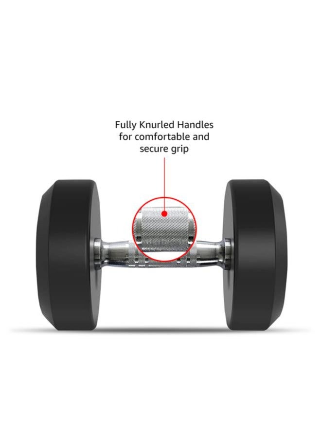 PowerMax Fitness Rubber Coated Round Professional Dumbbell for Home Gym | dumbbell for home gym workouts| gym dumbbell | dumbbell for men-women fitness | 17.5kg dumbbell x 1| Black - Image 3