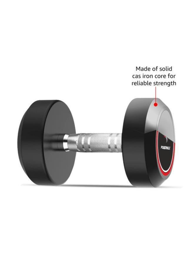 PowerMax Fitness Rubber Coated Round Professional Dumbbell for Home Gym | dumbbell for home gym workouts| gym dumbbell | dumbbell for men-women fitness | 17.5kg dumbbell x 1| Black - Image 4