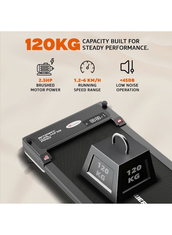 باورماكس فيتنيس باورماكس فيتنس فليب باد 2.5HP موتور كهربائي تحت المكتب 3 في 1 جهاز مشي مع وظيفة مزدوجة، ضغط أكواب مدمج وبلوتوث للموسيقى، مكبر صوت، شاشة LED، أقصى وزن مستخدم 120 كجم، سطح الجري 920 × 370 مم - Image 5