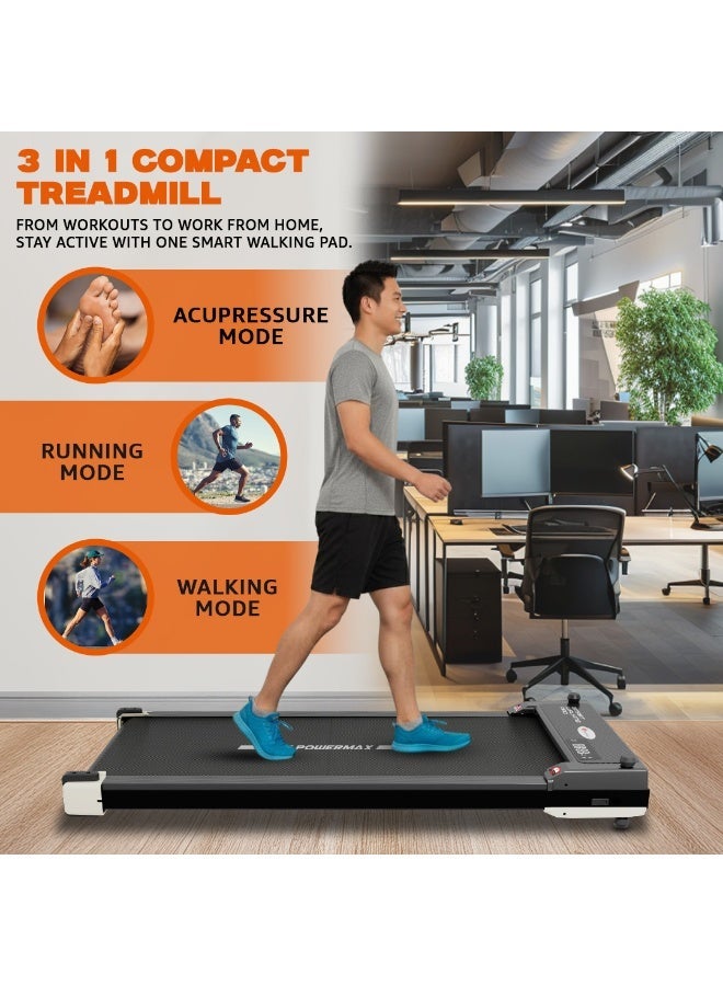 PowerMax Fitness FLIPPAD 2.5HP DC Motorized Under Desk 3-in-1 Treadmill with Dual-Function, Built-in Acupressure & Bluetooth for Music, Speaker, LED Display, Max user 120KG, Running Deck 920 X 370mm image 7