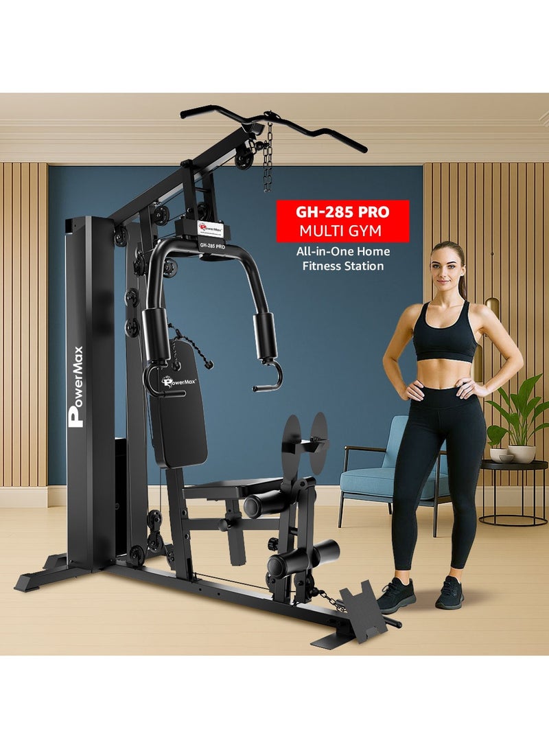 باورماكس فيتنيس جهاز تمارين متعدد الوظائف PowerMax Fitness GH-285PRO للمنزل | وزن قابل للتعديل | 73 كجم وزن كومة | الحد الأقصى لوزن المستخدم: 220 كجم | أكثر من 26 خيار تمرين | معدات تدريب القوة - Image 2