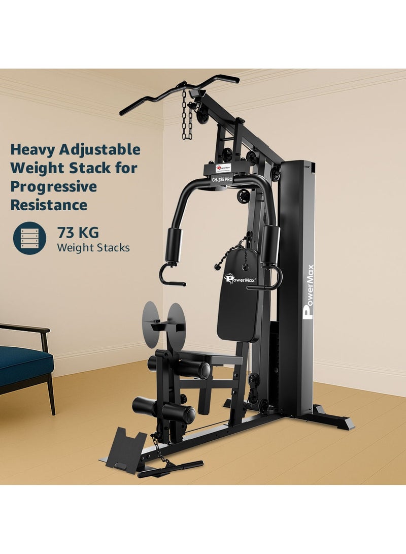 باورماكس فيتنيس جهاز تمارين متعدد الوظائف PowerMax Fitness GH-285PRO للمنزل | وزن قابل للتعديل | 73 كجم وزن كومة | الحد الأقصى لوزن المستخدم: 220 كجم | أكثر من 26 خيار تمرين | معدات تدريب القوة - Image 5
