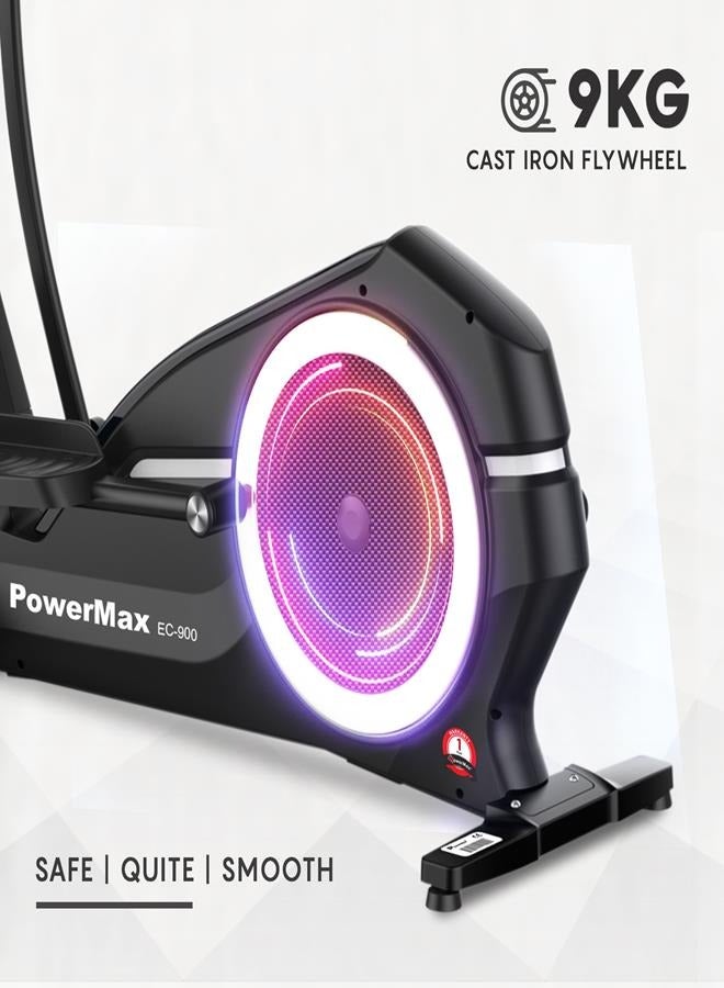 باورماكس فيتنيس Powermax Fitness Ec-900 Semi-Commercial Elliptical Cross Trainer With Magnetic Resistance, 9Kg Cast Iron Flywheel For Cardio Training Workout, Grey UniversalNone - Image 3