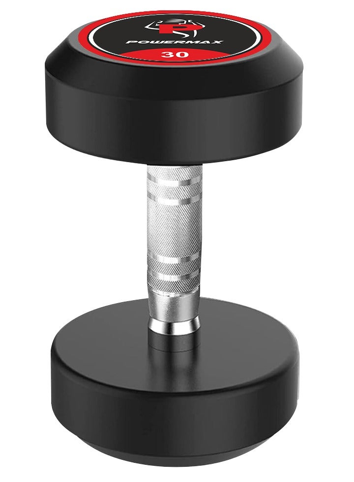 PowerMax Fitness Rubber Coated Round Professional Dumbbell for Home Gym | dumbbell for home gym workouts| gym dumbbell | dumbbell for men-women fitness | 30kg dumbbell x 1| Black - Image 1