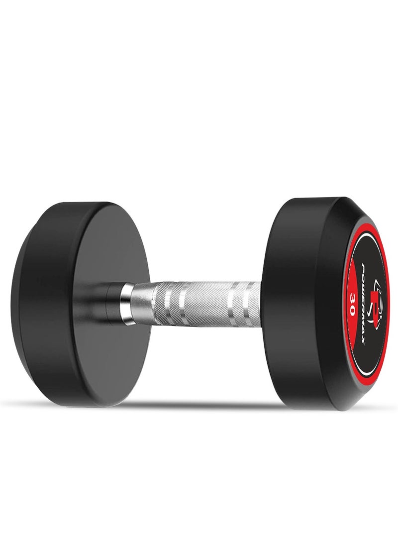 PowerMax Fitness Rubber Coated Round Professional Dumbbell for Home Gym | dumbbell for home gym workouts| gym dumbbell | dumbbell for men-women fitness | 30kg dumbbell x 1| Black - Image 2