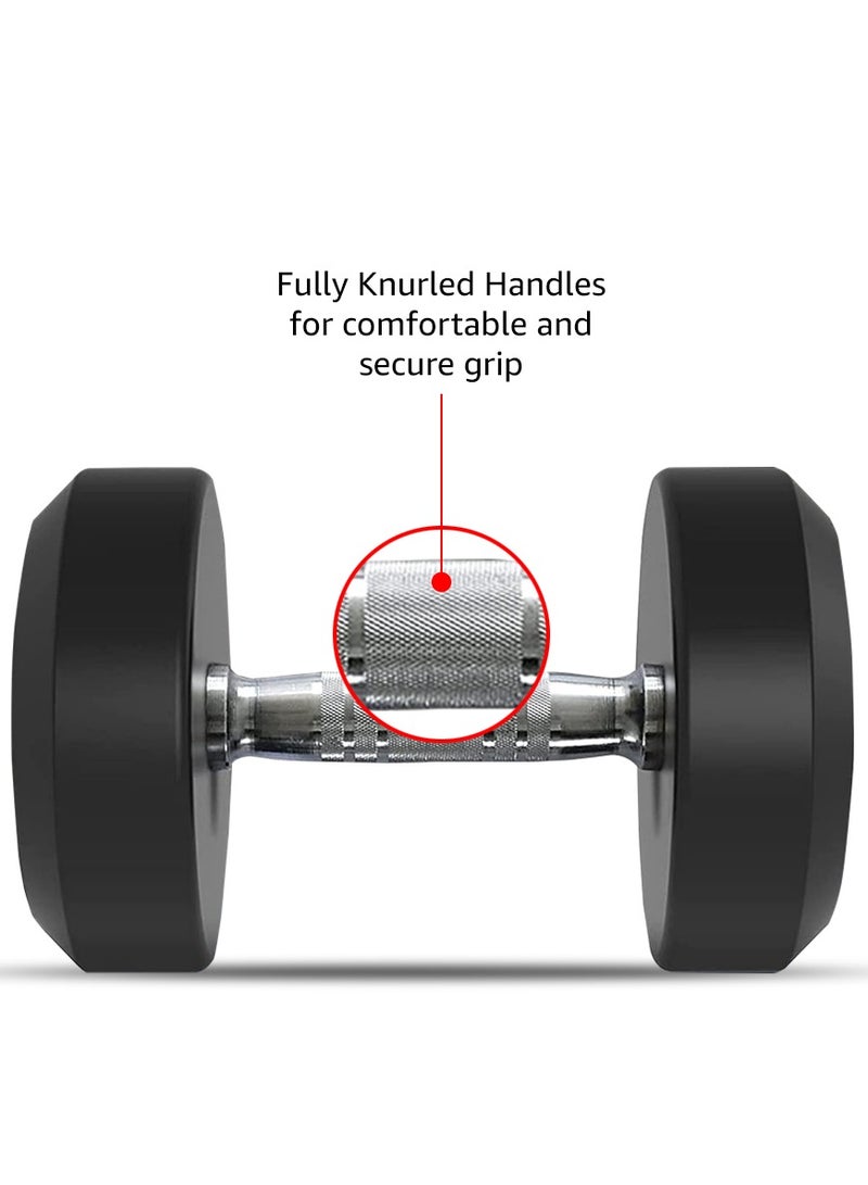 PowerMax Fitness Rubber Coated Round Professional Dumbbell for Home Gym | dumbbell for home gym workouts| gym dumbbell | dumbbell for men-women fitness | 30kg dumbbell x 1| Black - Image 3