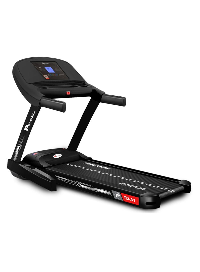 PowerMax Fitness Td-A1 6Hp Bldc Motor Treadmill For Home User Wt. 120Kg, Foldable 15 Lvl Auto-Incline Running Machine, Top Speed 14 Km/Ph, Speaker, Bluetooth Connectivity For Music, Lcd Disp. 159.7cm - Image 1