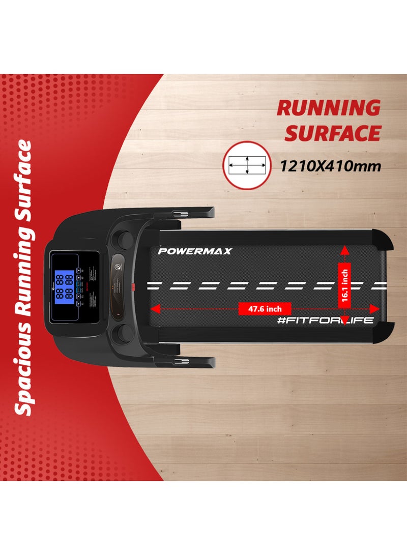 PowerMax Fitness Td-A1 6Hp Bldc Motor Treadmill For Home User Wt. 120Kg, Foldable 15 Lvl Auto-Incline Running Machine, Top Speed 14 Km/Ph, Speaker, Bluetooth Connectivity For Music, Lcd Disp. 159.7cm - Image 5